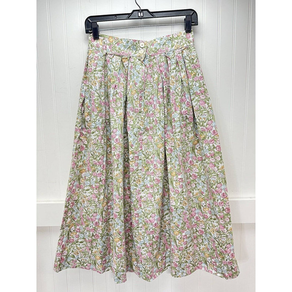 Vintage Mary Elizabeths Closet Pleated Floral Maxi Skirt 12 (27" Waist) Cottage - Picture 2 of 9
